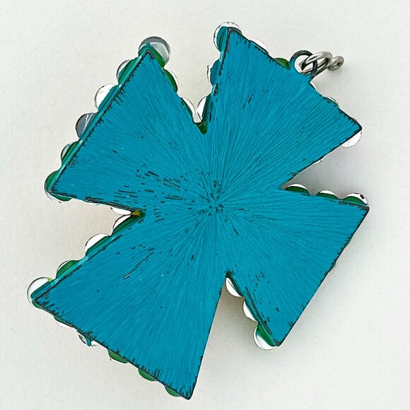 Multicolored Rhinestone Cross Pendant | Jewel Tone Crystal Charm - Picture 5 of 10